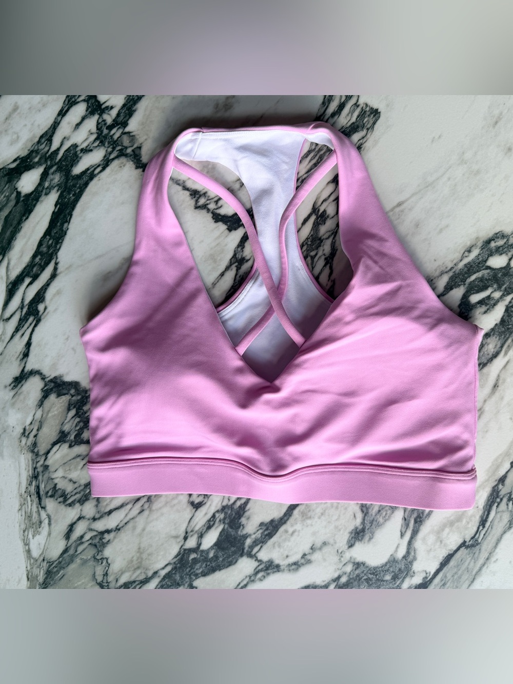 Exotica ExoticAthletica Baby Pink Performance Deep V Cross Front Crop Top Size S